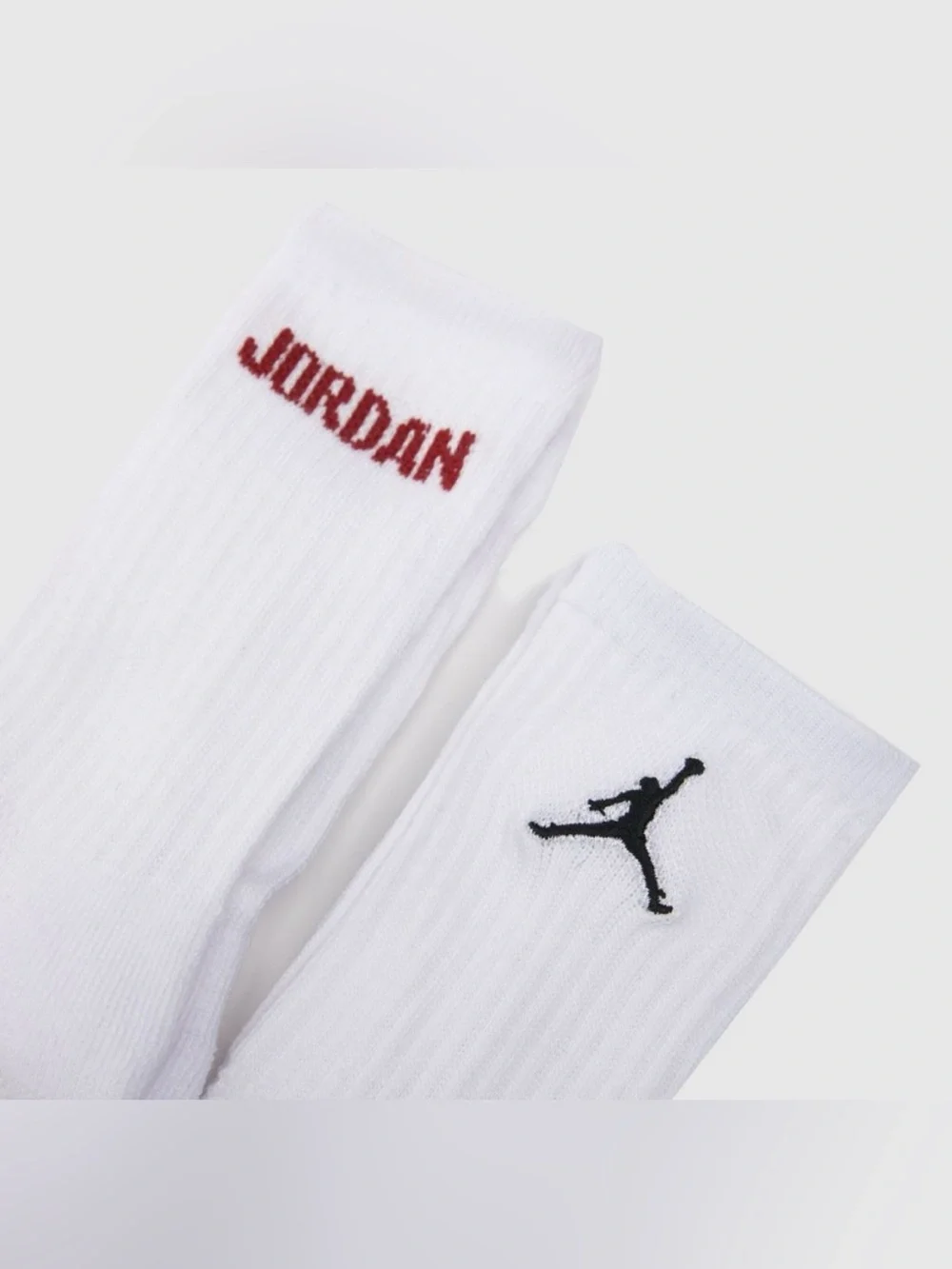 Nike Air Jordan White Crew Socks with Red and Black Logo - 6 Pack